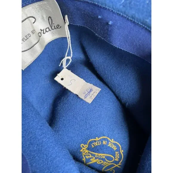 Vintage 1960s Italian Felt Blue Bucket Hat Duchess Styled by Coralie - Picture 8 of 10